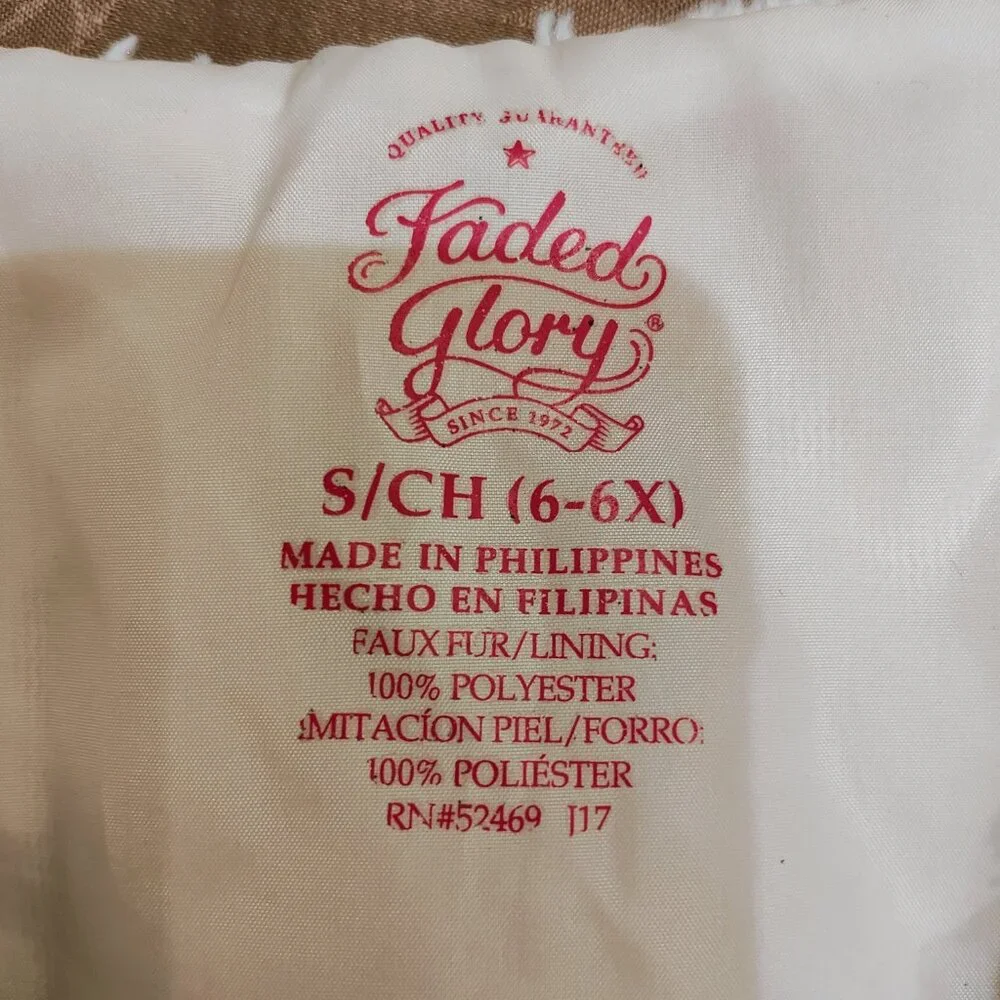 Faded Glory Bundle! Set of Two Fluffy Girls Vests! Size S/CH/6-6X, Used